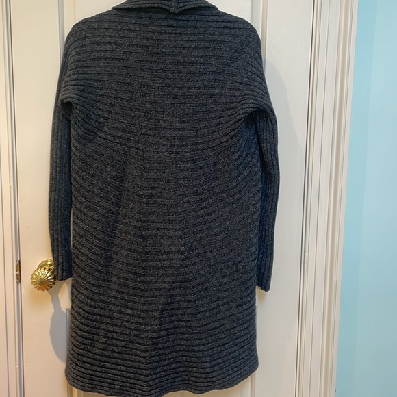 Line sz M medium chunky ribbed long open cardi sweater gray heather - Picture 2 of 10